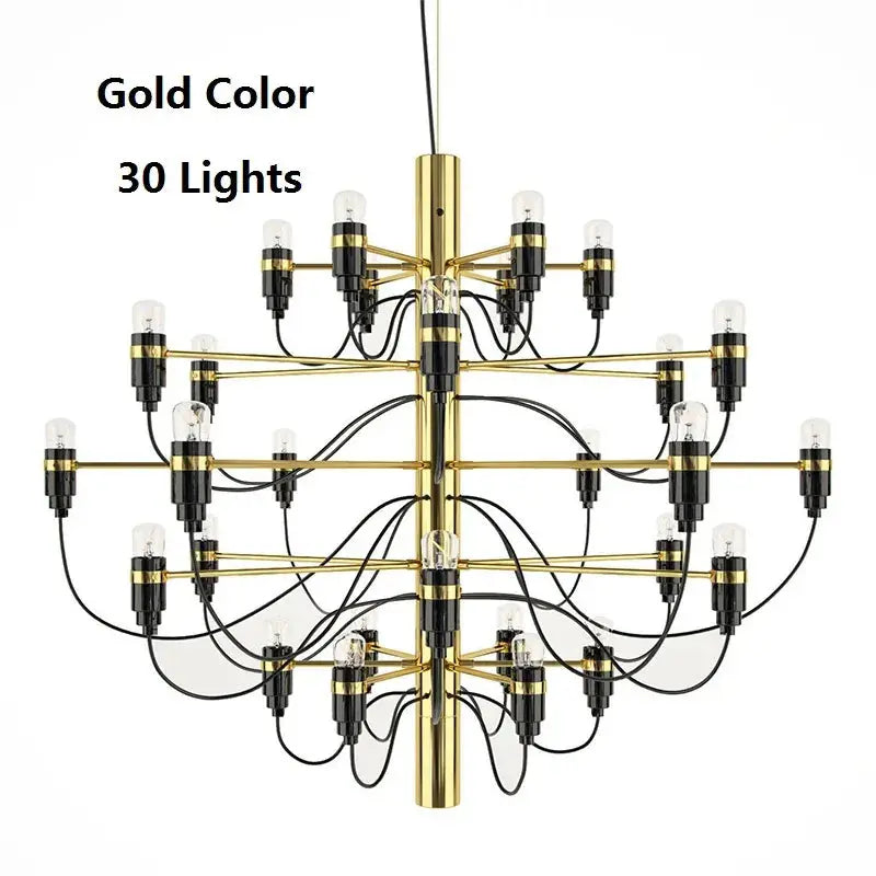 Gino Sarfatti Style Led Pendant Chandelier Black/Silver/Gold  Seus Lighting