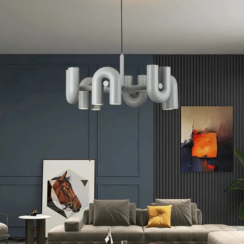 Art Decor Style U Shaped Chandelier Black/Orange/Blue/Grey  Seus Lighting