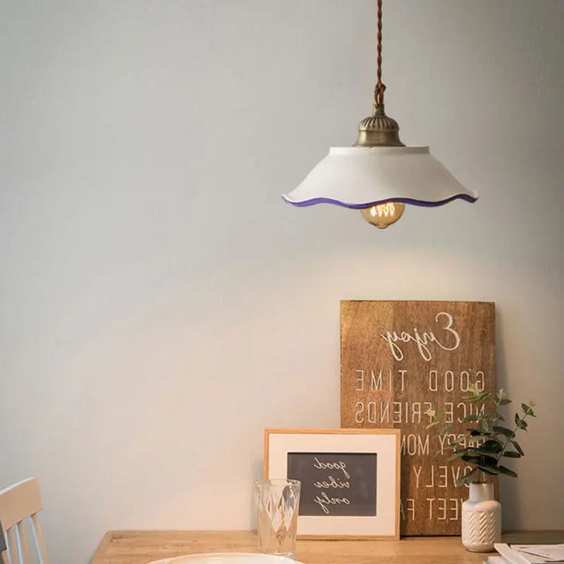 Handmade White Ceramic Pendant Light  Seus Lighting