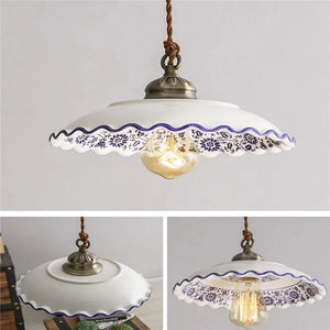 Handmade White Ceramic Pendant Light  Seus Lighting