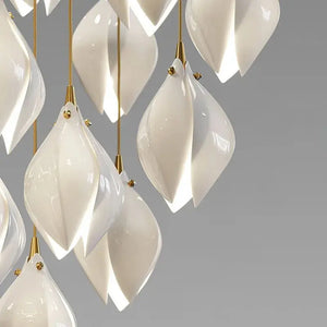 Hanging Ceramic Magnolia Staircase Chandelier  Seus Lighting
