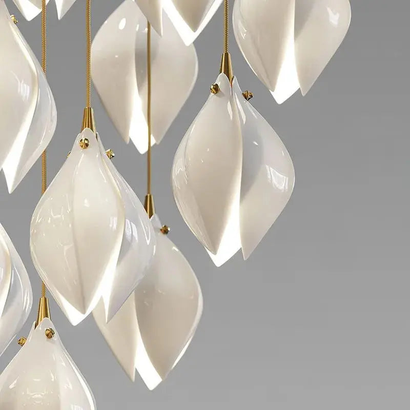 Hanging Ceramic Magnolia Staircase Chandelier  Seus Lighting