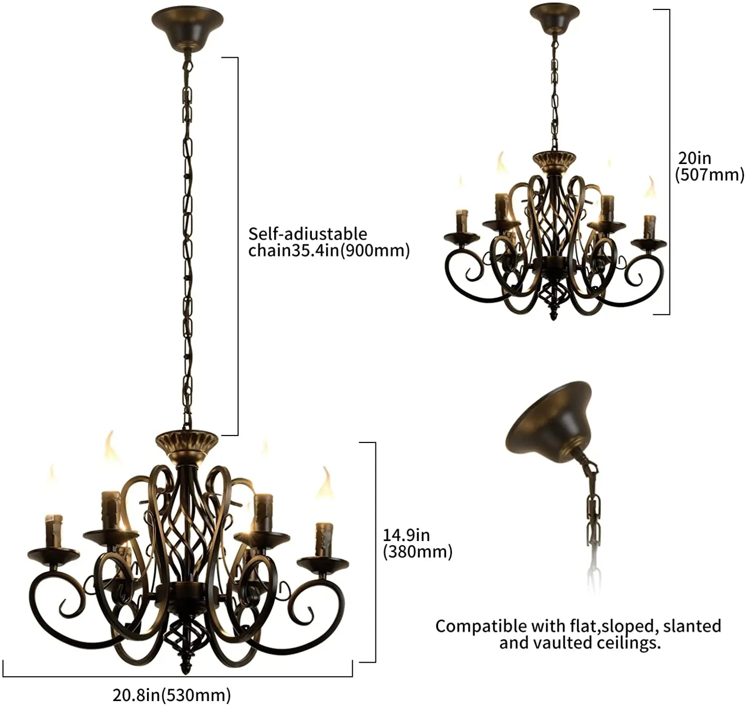 Hazel Black Rustic Outdoor Chandelier  Seus Lighting