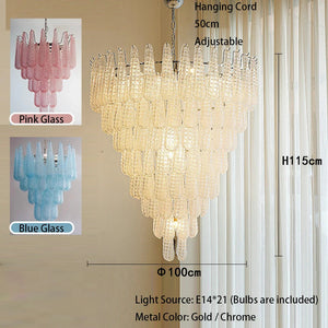 Jia Vintage Glass Water Drop Staircase Chandelier - Chandeliers