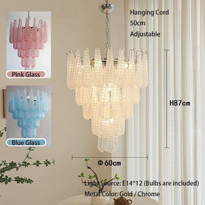 Jia Vintage Glass Water Drop Staircase Chandelier - Chandeliers