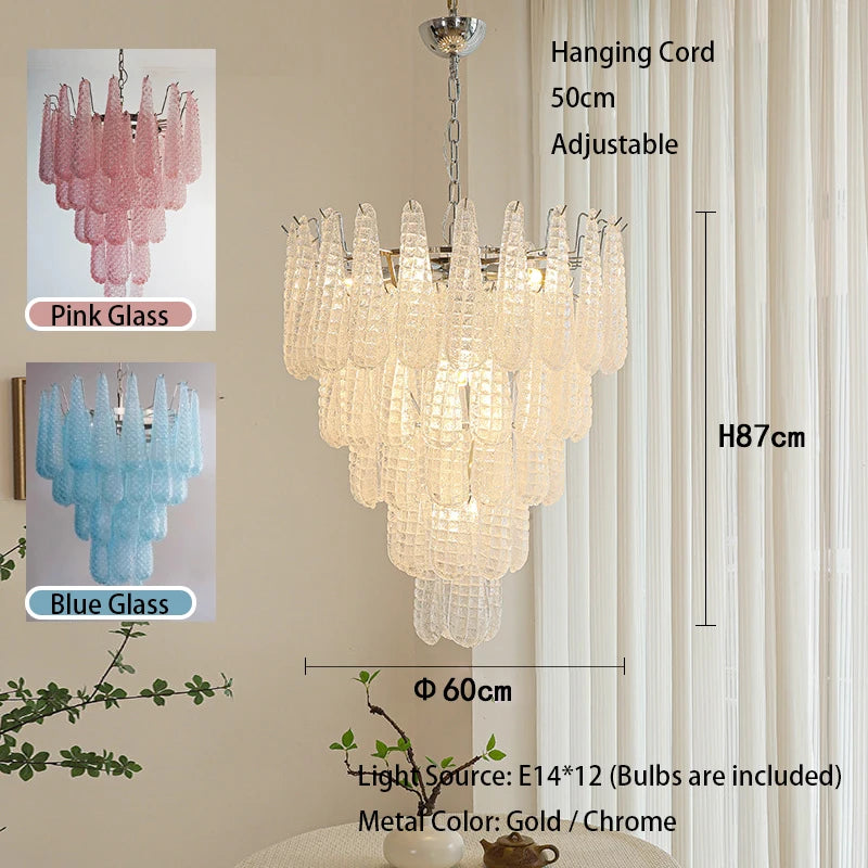 Jia Vintage Glass Water Drop Staircase Chandelier - Chandeliers