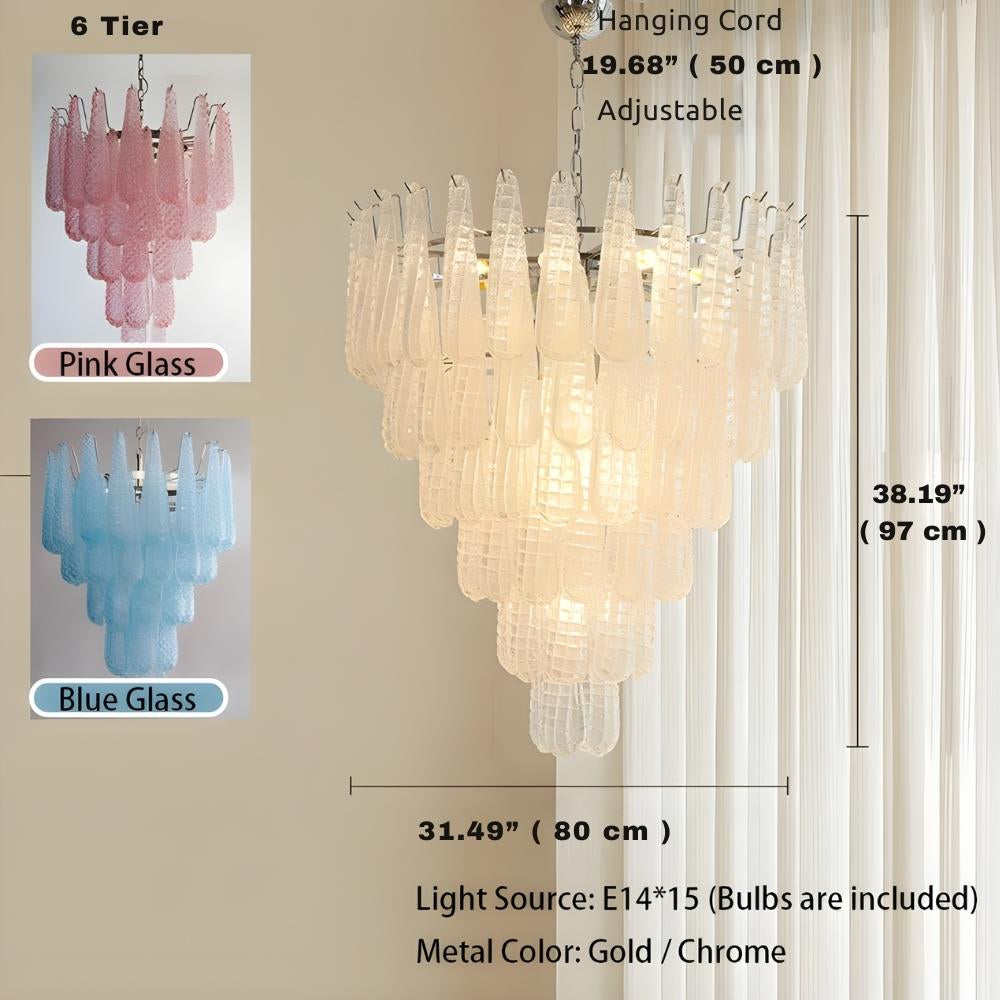 Jia Vintage Glass Water Drop Staircase Chandelier  Seus Lighting