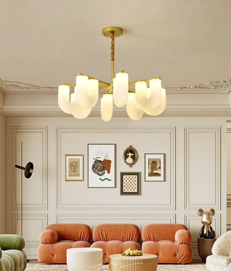 Judi Modern White Chandelier Gold / 8 Lights / Remote Control (Dimmable) Seus Lighting