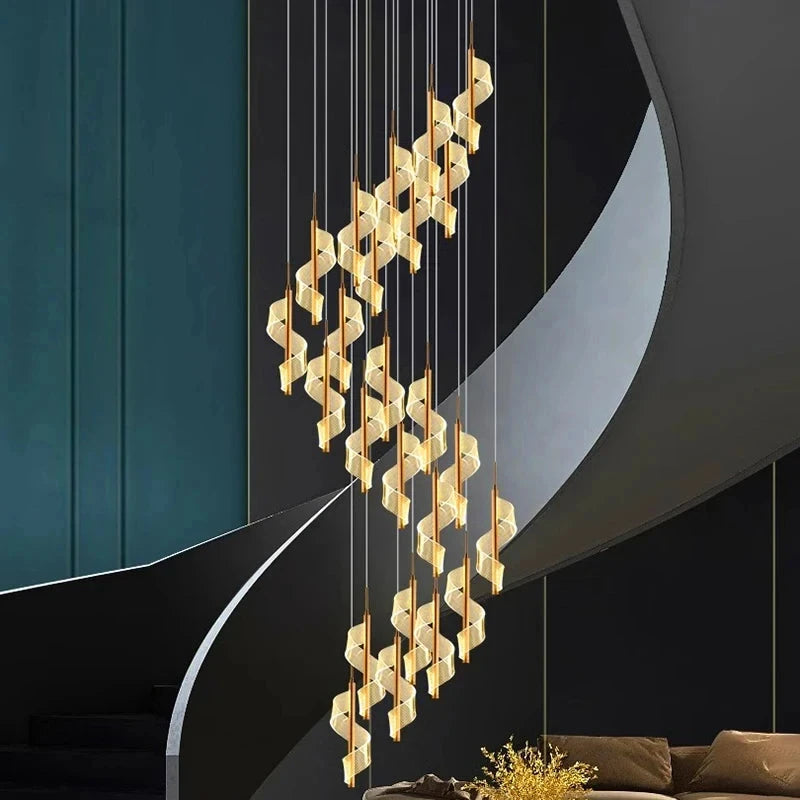 Kael Cascading Spiral Foyer Chandelier  Seus Lighting