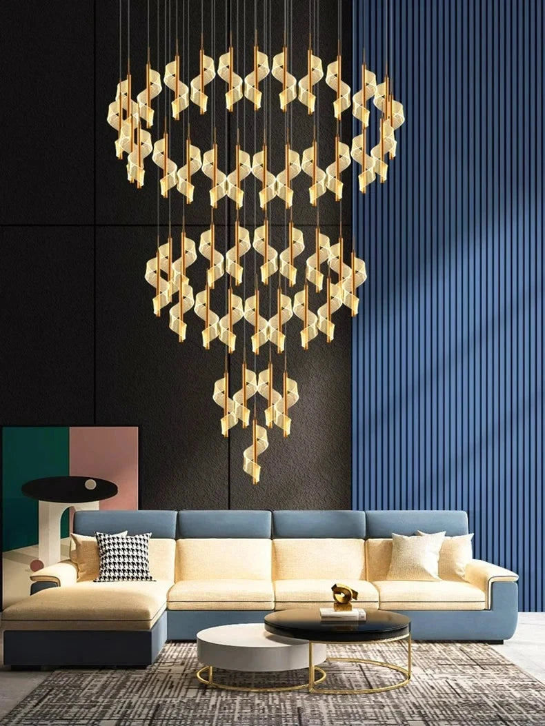 Kael Cascading Spiral Foyer Chandelier  Seus Lighting