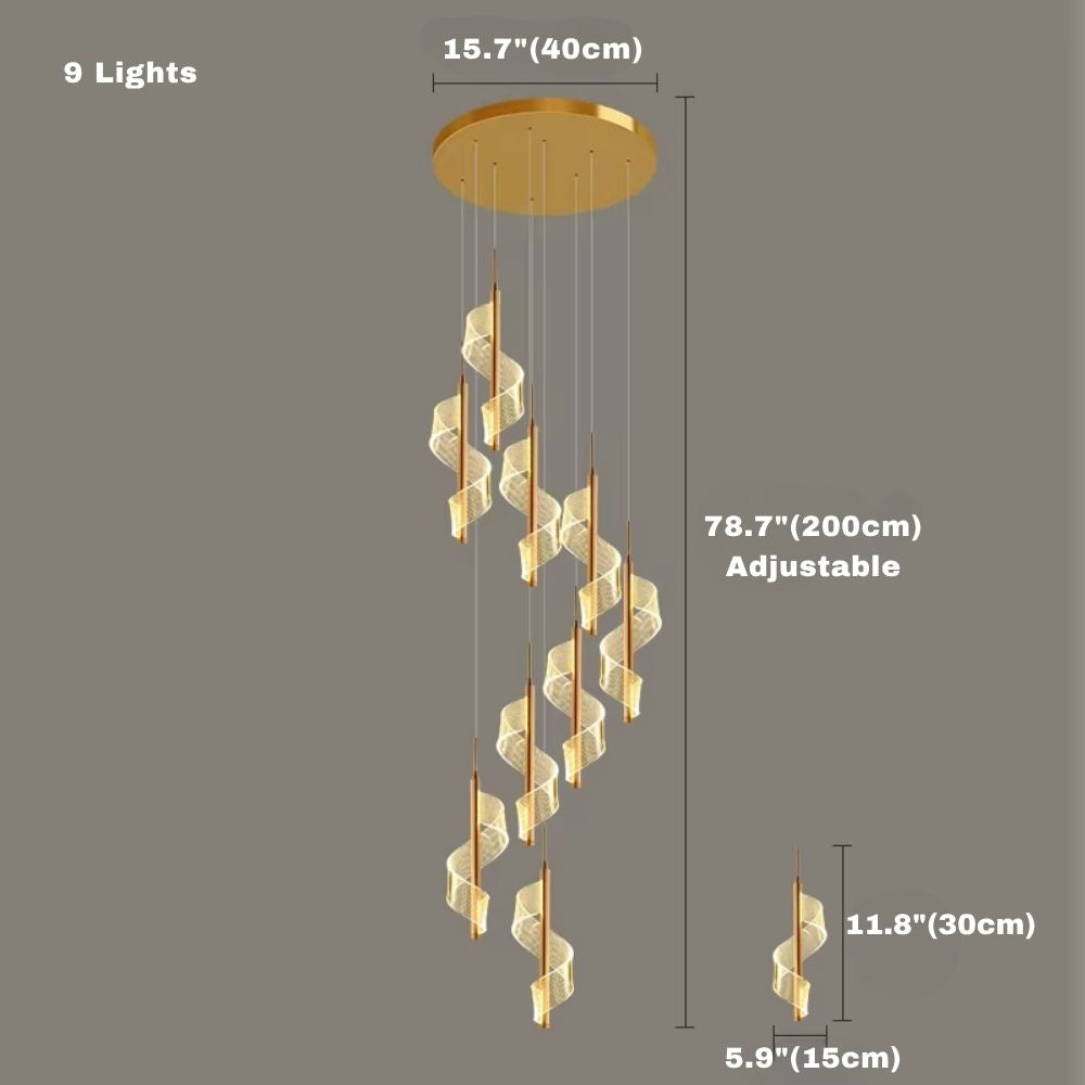 Kael Cascading Spiral Foyer Chandelier  Seus Lighting