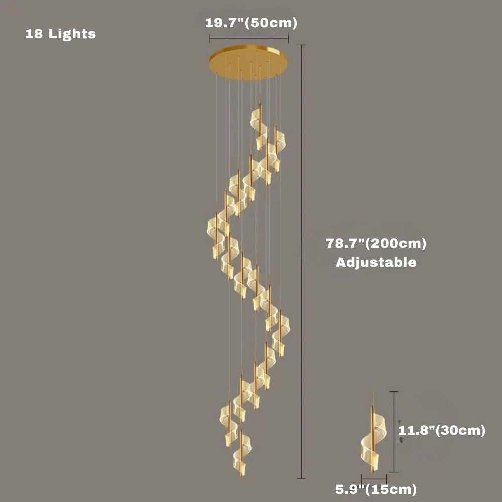 Kael Cascading Spiral Foyer Chandelier  Seus Lighting