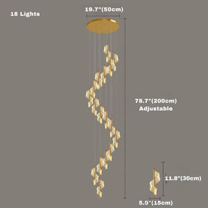 Kael Cascading Spiral Foyer Chandelier  Seus Lighting