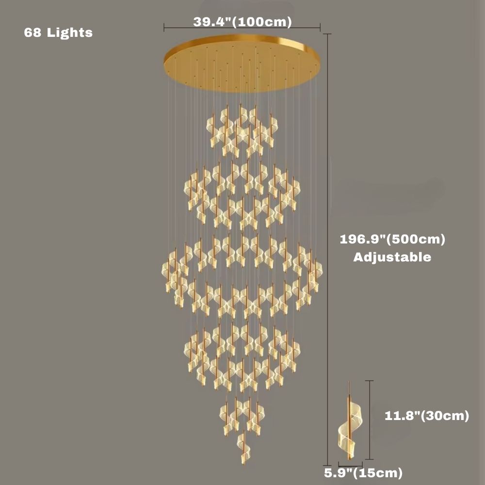 Kael Cascading Spiral Foyer Chandelier  Seus Lighting