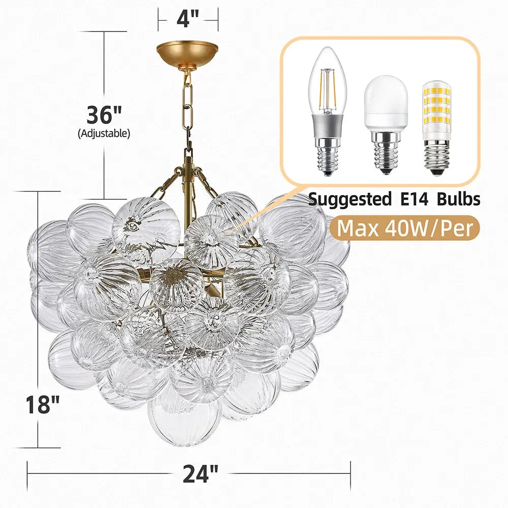 Talia Style Bubble Chandelier Small/Medium/Large - Small 24’’ x 18’’ - Chandeliers