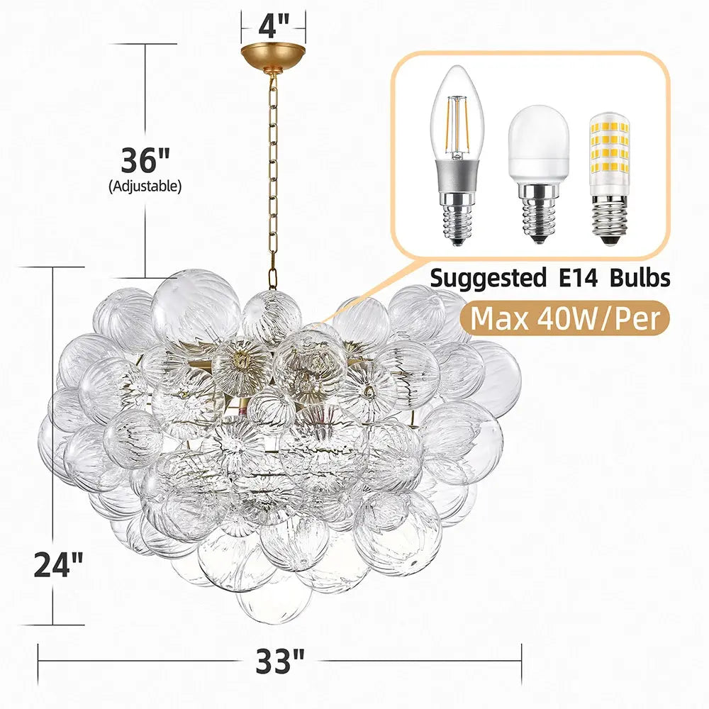 Talia Style Bubble Chandelier Small/Medium/Large - Medium 33’’ x 24’’ - Chandeliers