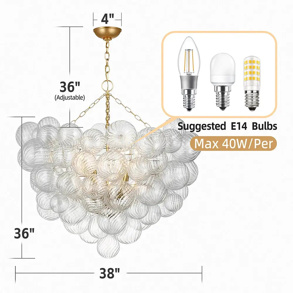 Talia Style Bubble Chandelier Small/Medium/Large - Large 38’’ x 36’’ - Chandeliers
