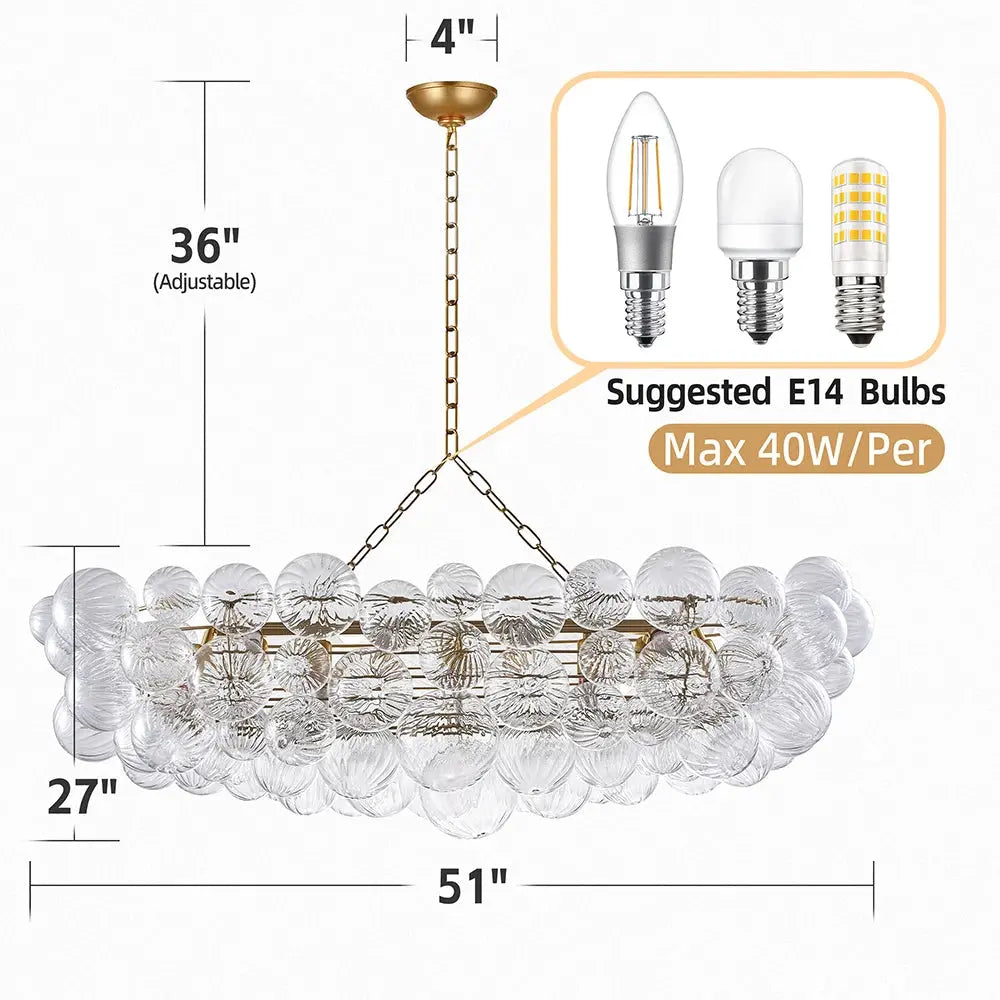 Talia Style Bubble Chandelier Small/Medium/Large - Large 51’’ x 27’’ - Chandeliers