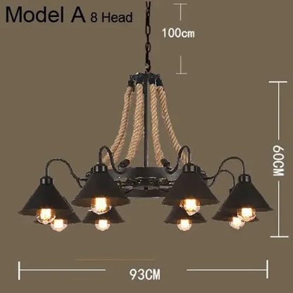 Laura 8 Heads Black Industrial Chandelier