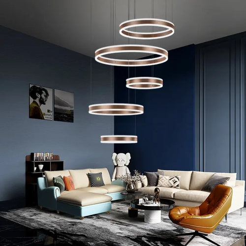 Lucy Modern Staircase Chandelier in coffee