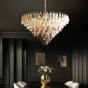 Luny Gold Cascading Waterfall Crystal Chandelier  Seus Lighting