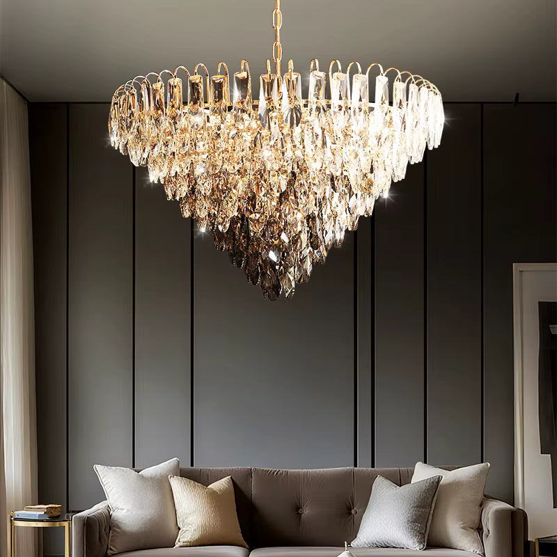 Luny Gold Cascading Waterfall Crystal Chandelier  Seus Lighting