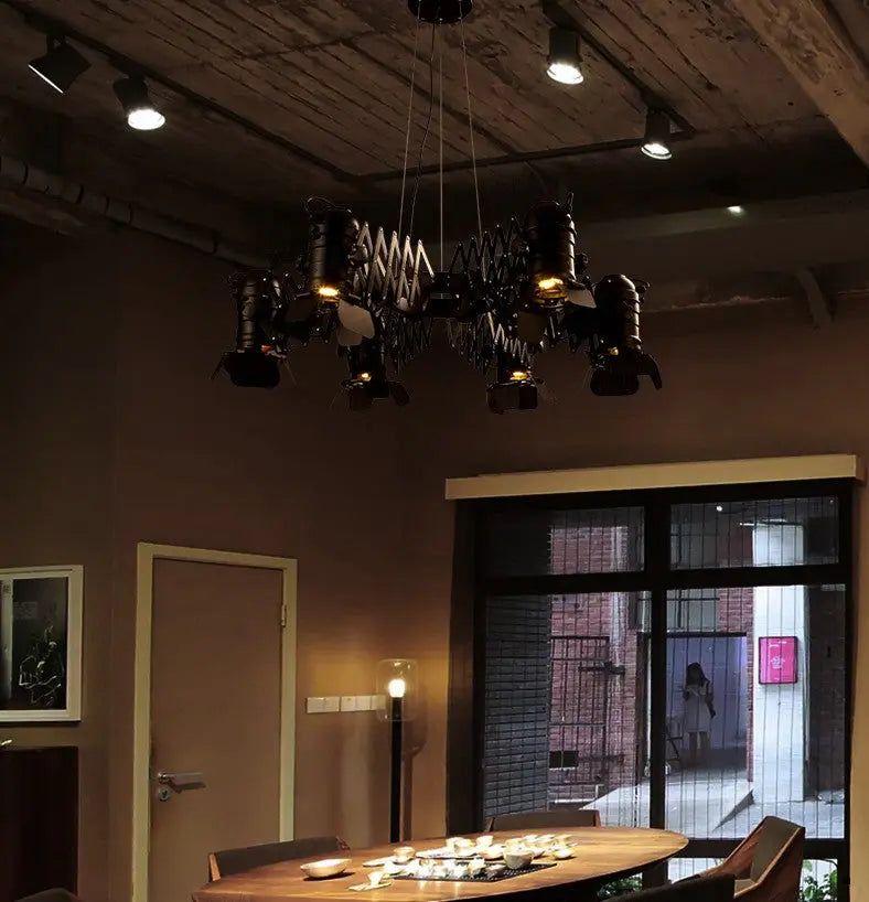 Lustra Black Industrial Chandelier Seus Lighting