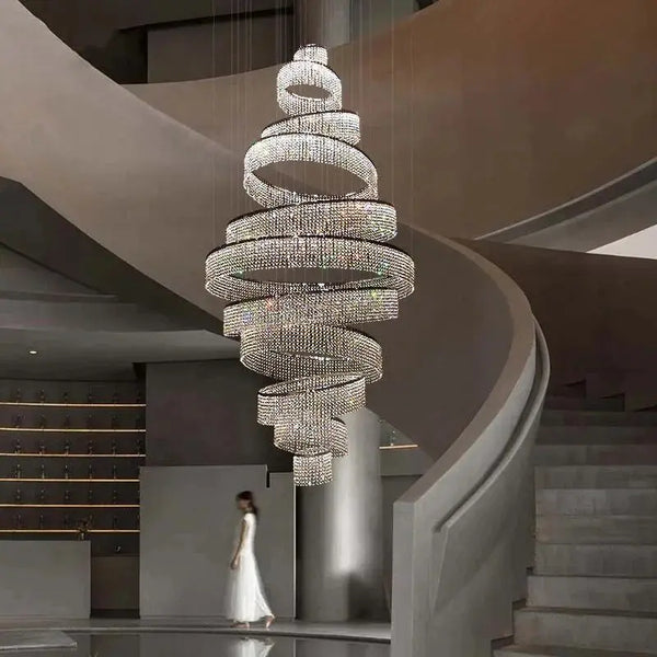 Luxury Crystal Grand Staircase Chandelier for a foyer
