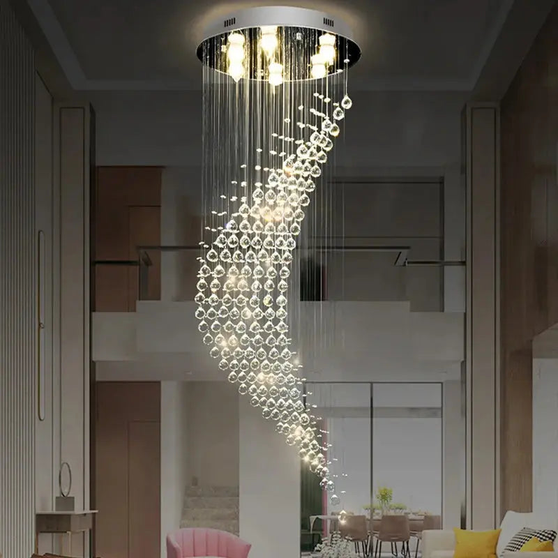 Raindrop crystal chandelier close-up