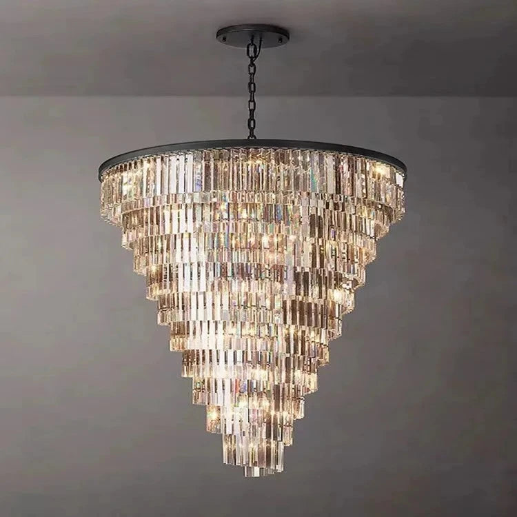Luxury Tiered Crystal Chandelier for Foyer - Dia 31.50’’ Clear - Chandeliers