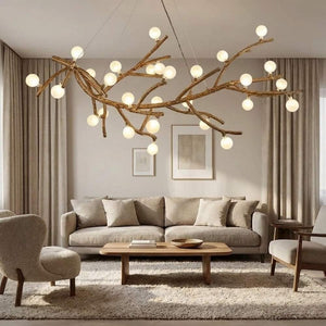 Madelyn Rustic Branch Chandelier Frosted/Clear Ball  Seus Lighting
