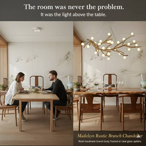 Madelyn Rustic Branch Chandelier Frosted/Clear Ball  Seus Lighting