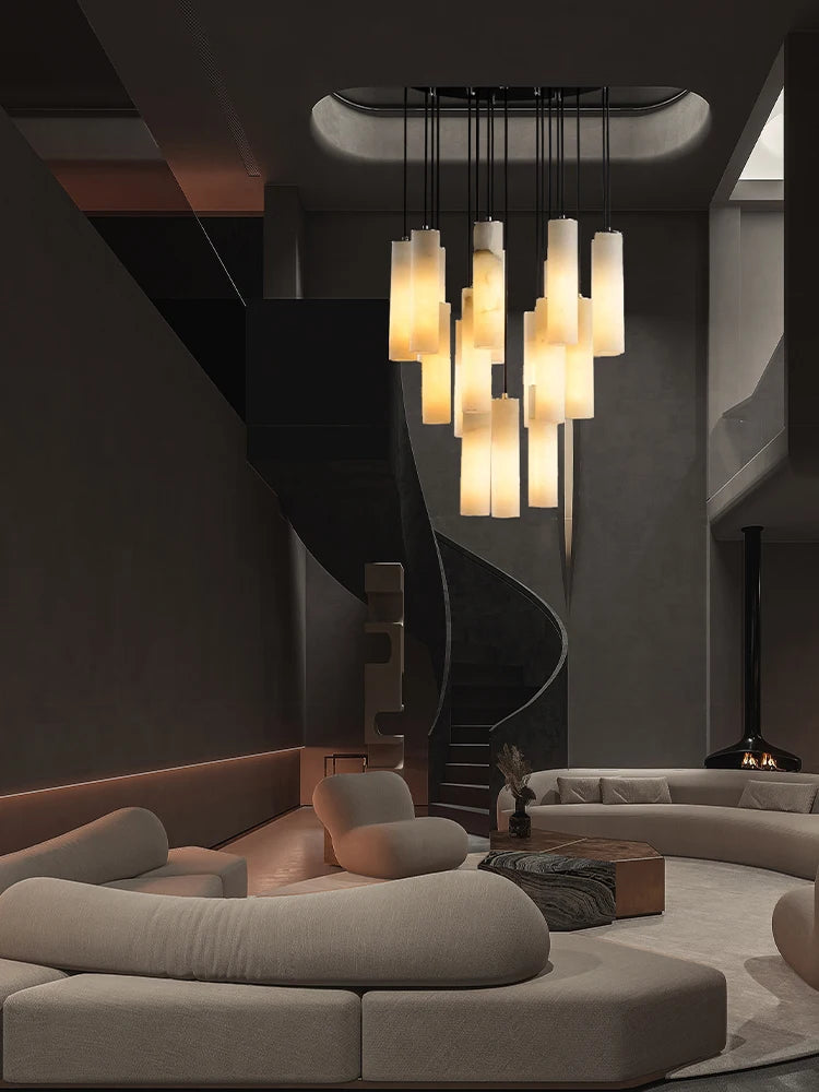 Marble Tube Chandelier for Living Room & Foyer  Seus Lighting