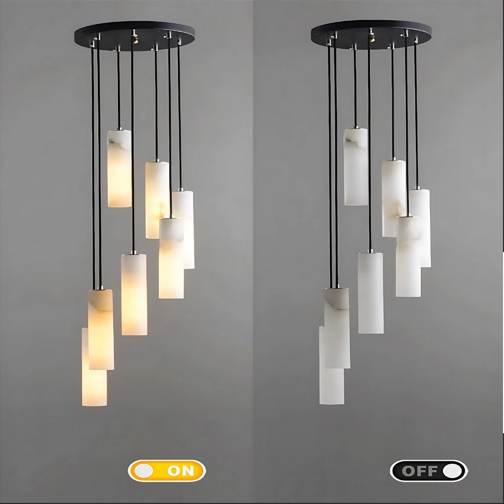 Marble Tube Chandelier for Living Room & Foyer  Seus Lighting