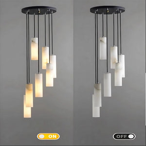 Marble Tube Chandelier for Living Room & Foyer  Seus Lighting
