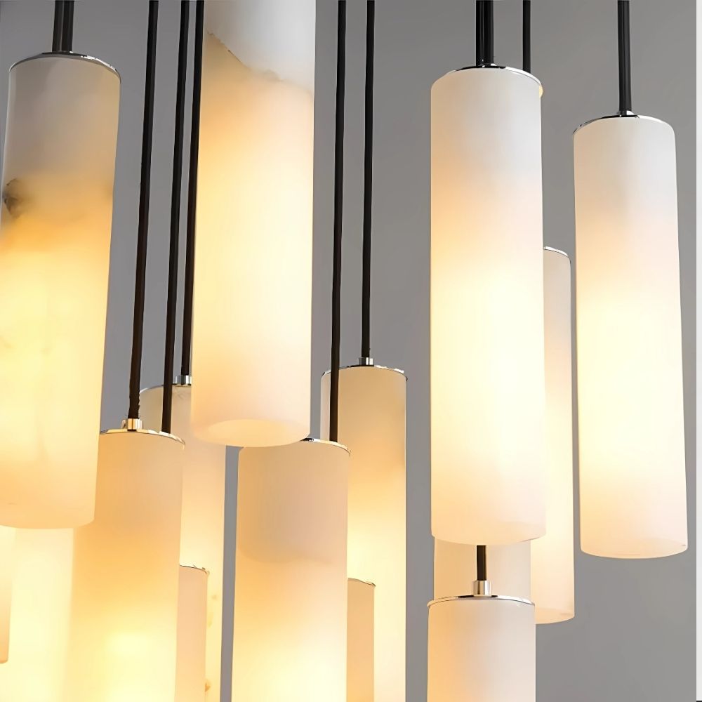 Marble Tube Chandelier for Living Room & Foyer  Seus Lighting