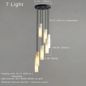 Marble Tube Chandelier for Living Room & Foyer  Seus Lighting