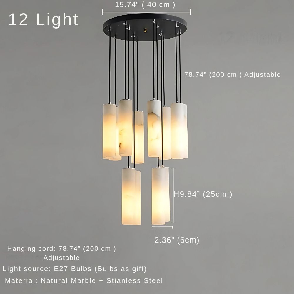 Marble Tube Chandelier for Living Room & Foyer  Seus Lighting