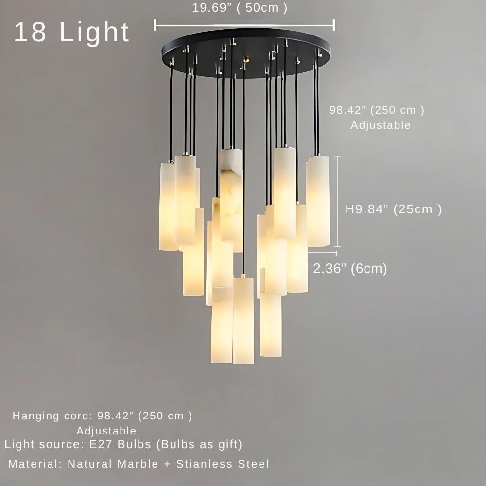 Marble Tube Chandelier for Living Room & Foyer  Seus Lighting