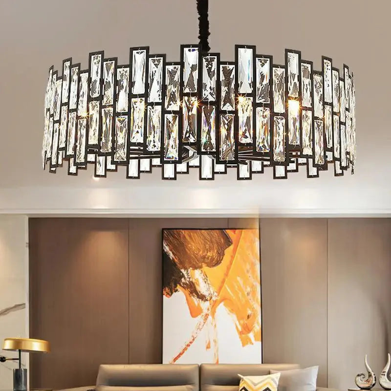 Round Black Crystal Chandelier Small/Medium  Seus Lighting