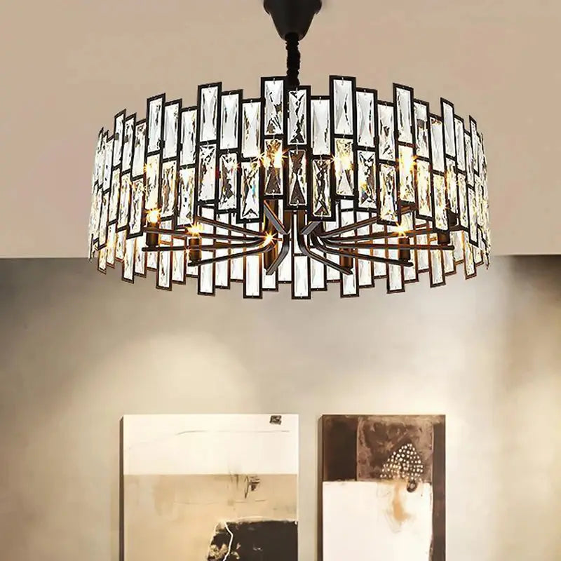 Round Black Crystal Chandelier Small/Medium  Seus Lighting