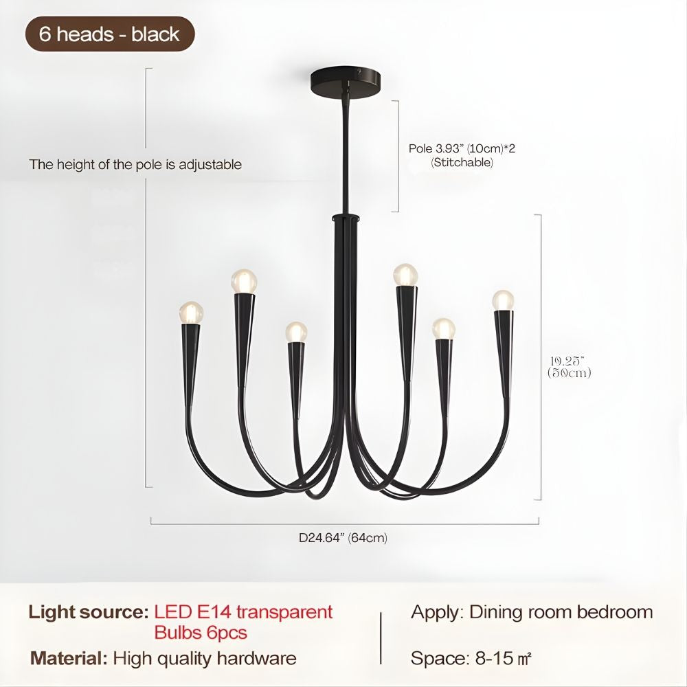 Mid-Century Curved Candle Chandelier | 6-9 – Seus Lighting