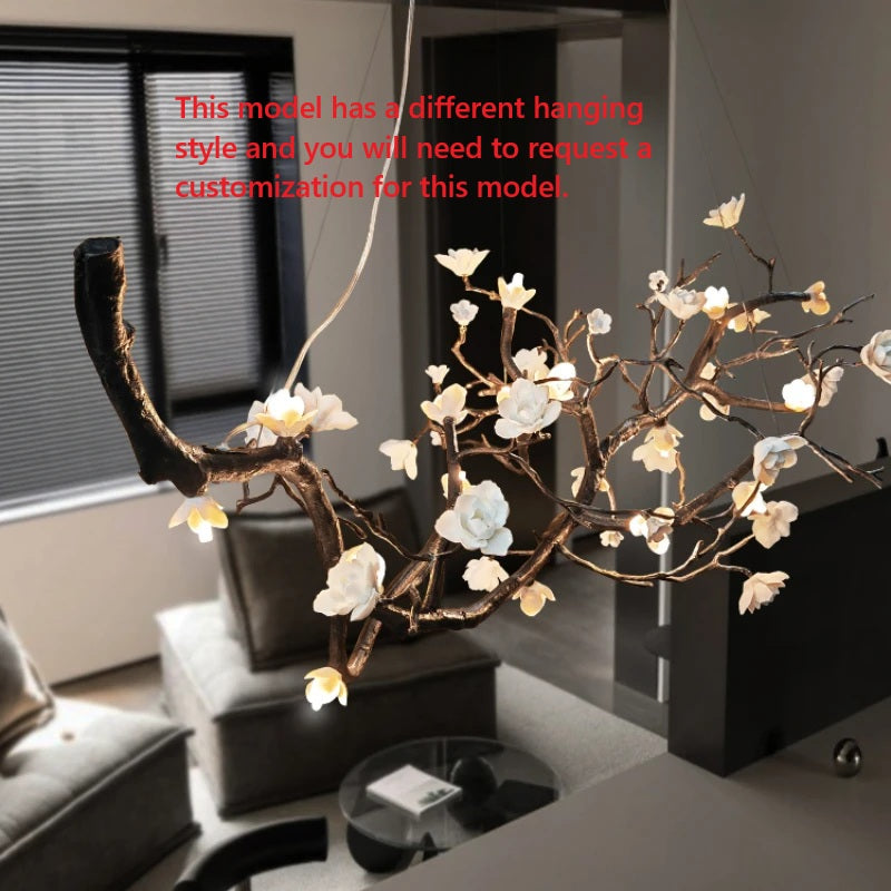 Minas Dimmable Rustic Tree Branch Chandelier  Seus Lighting