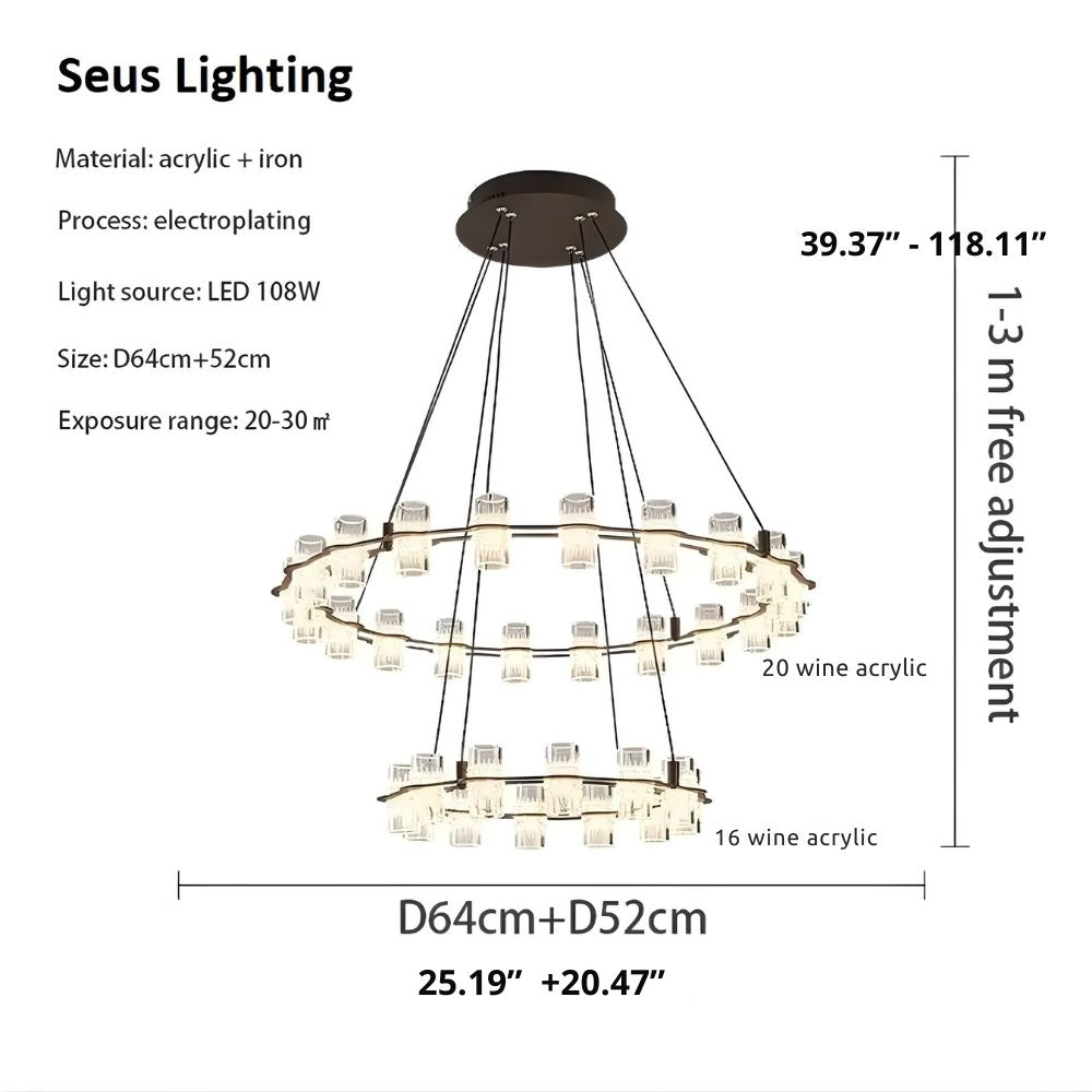 Misty 2-Layer Ring Modern Retro Chandelier  Seus Lighting