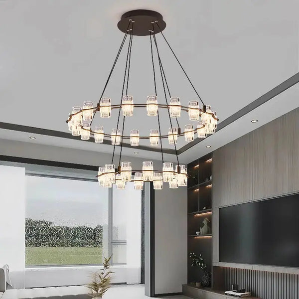 Misty 2-Layer Ring Modern Retro Chandelier as a modern foyer lighting idea