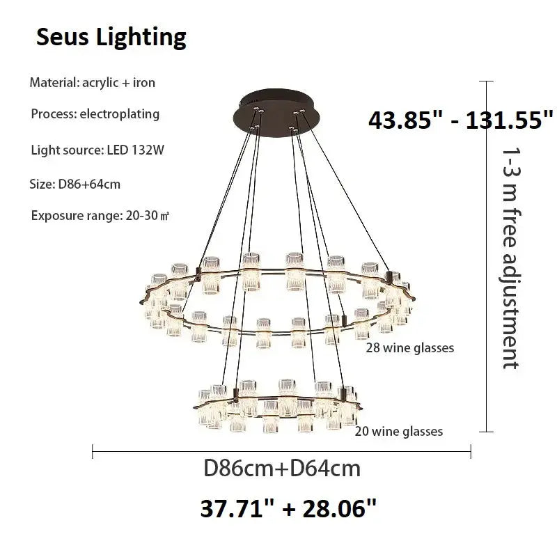 Misty 2-Layer Ring Modern Retro Chandelier  Seus Lighting