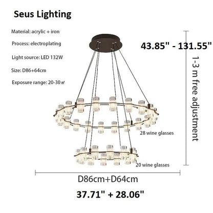 Misty 2-Layer Ring Modern Retro Chandelier  Seus Lighting