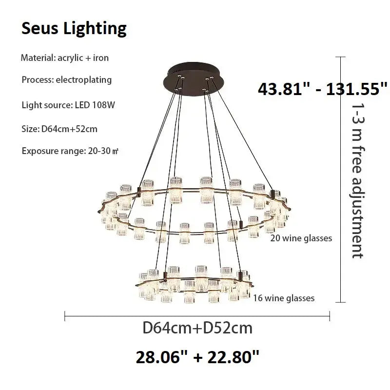 Misty 2-Layer Ring Modern Retro Chandelier  Seus Lighting