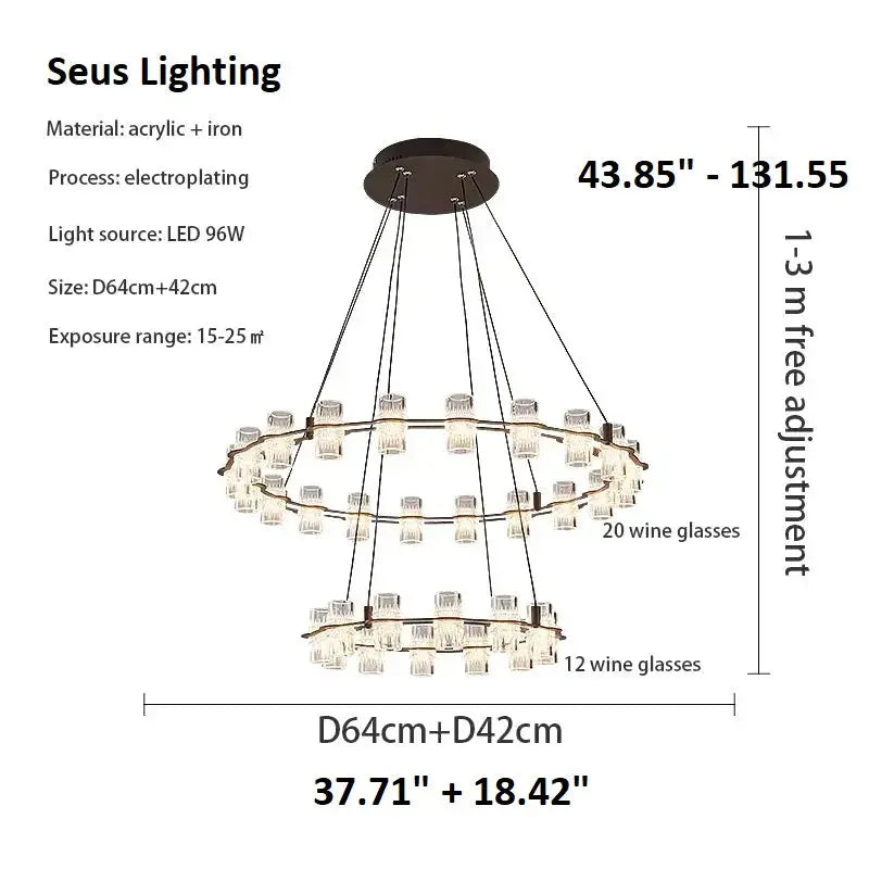 Misty 2-Layer Ring Modern Retro Chandelier  Seus Lighting