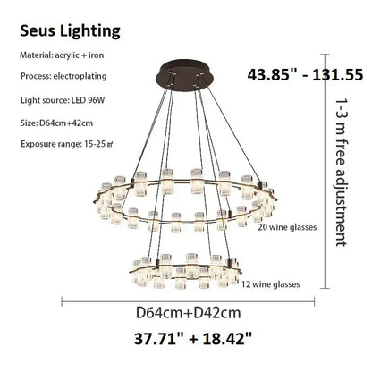 Misty 2-Layer Ring Modern Retro Chandelier  Seus Lighting